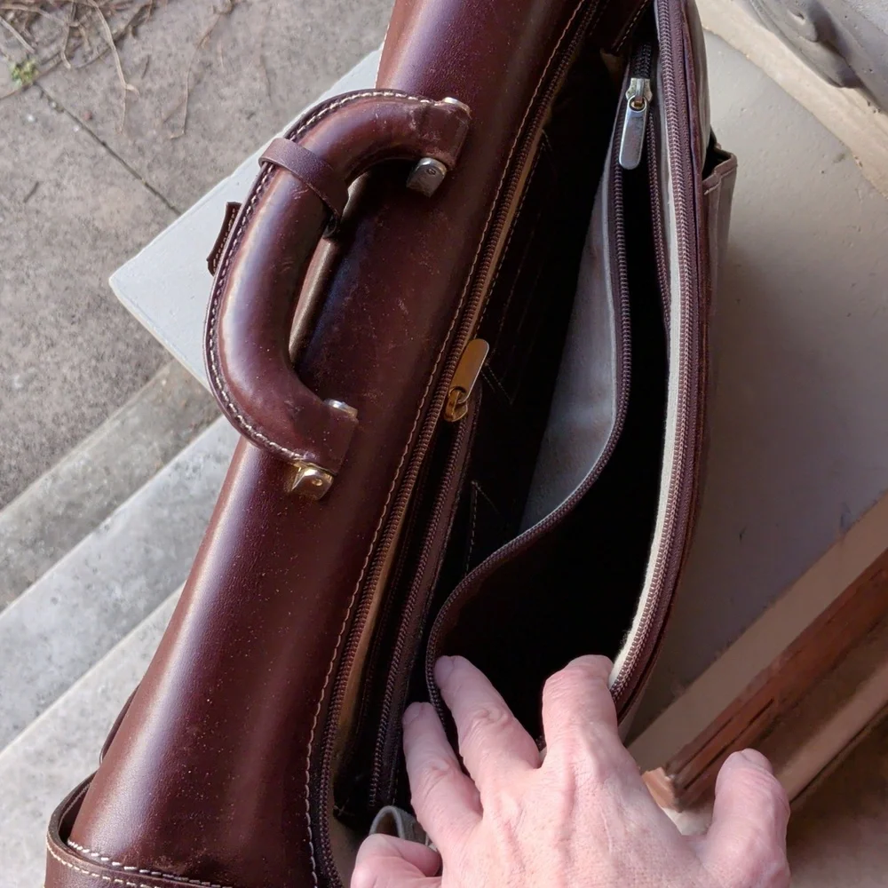 Bally Two Way Leather Briefcase Bag - Brown